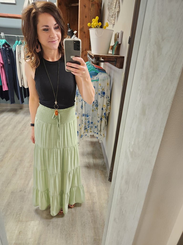 Smocked Tiered Double Layer Skirt