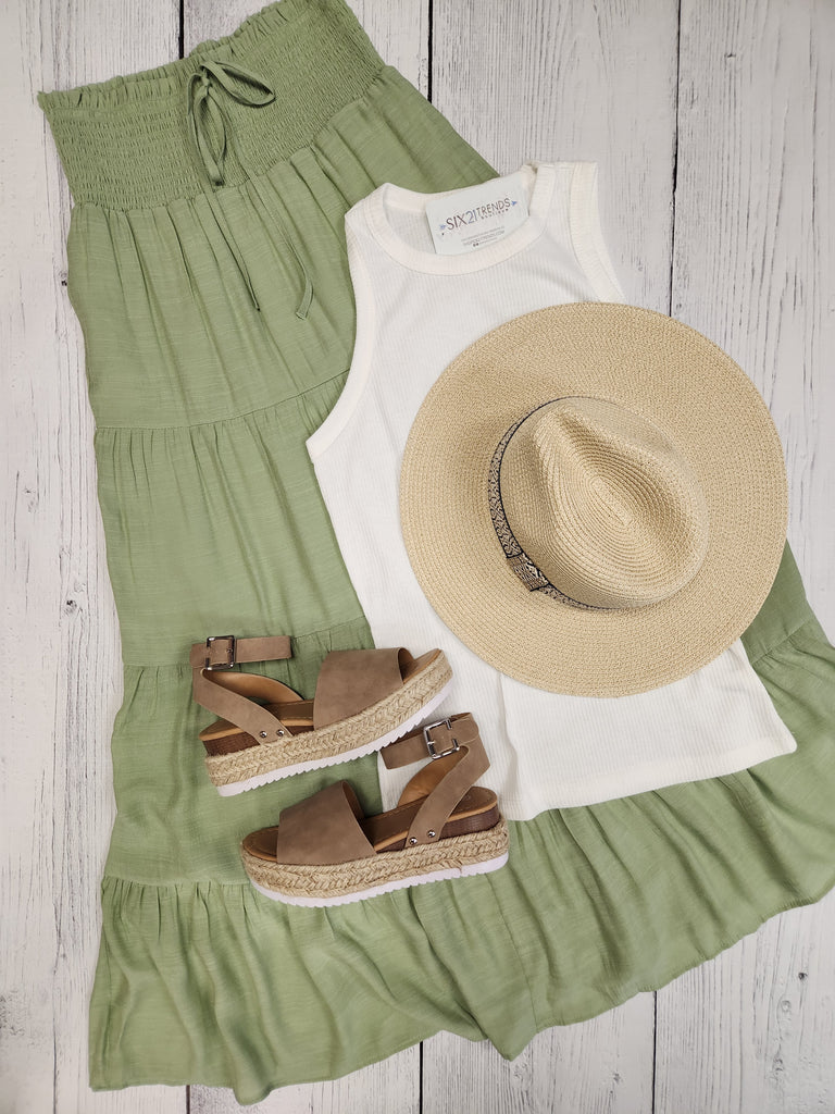 Smocked Tiered Double Layer Skirt