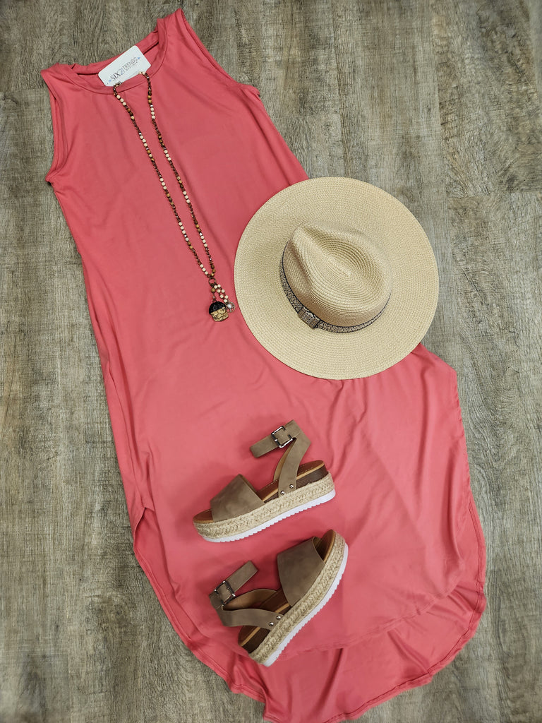 Desert Rose Sleeveless Side Slit Maxi Dress
