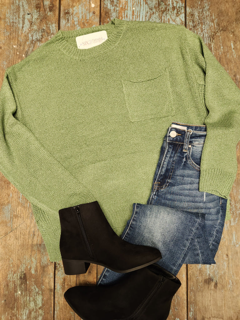 Light Olive Easy Sweater