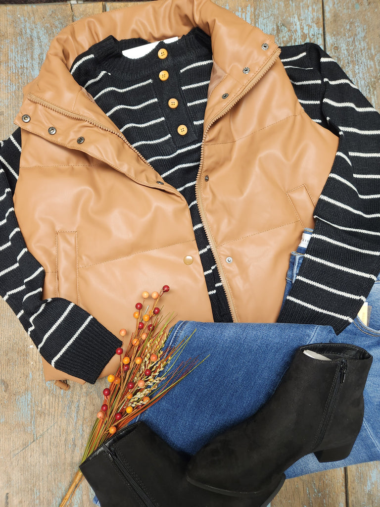 High Neck Quilted Puffer Vest (2 colors)