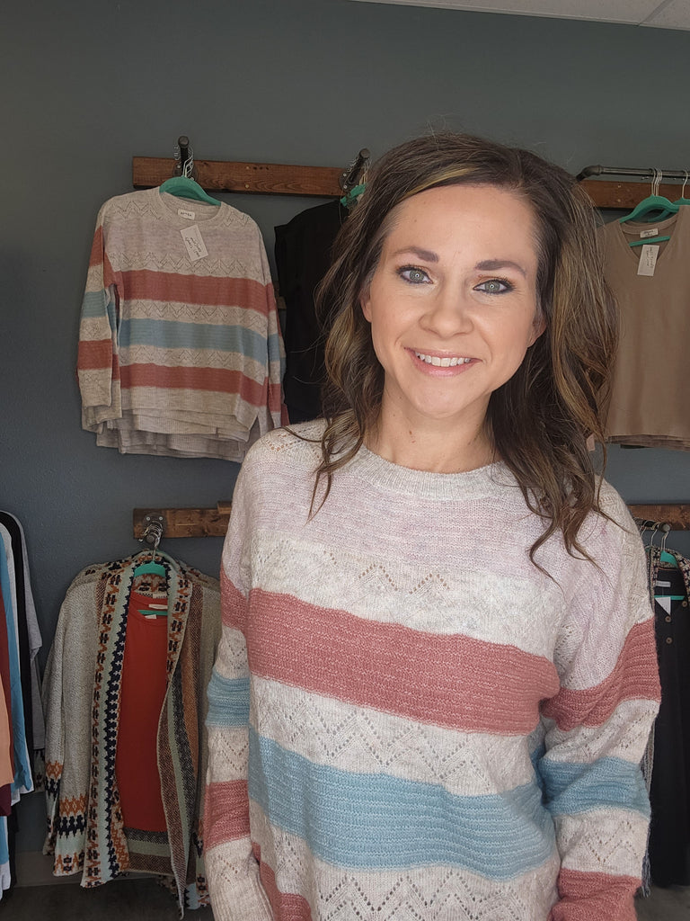 Oatmeal Multi-stripe Sweater