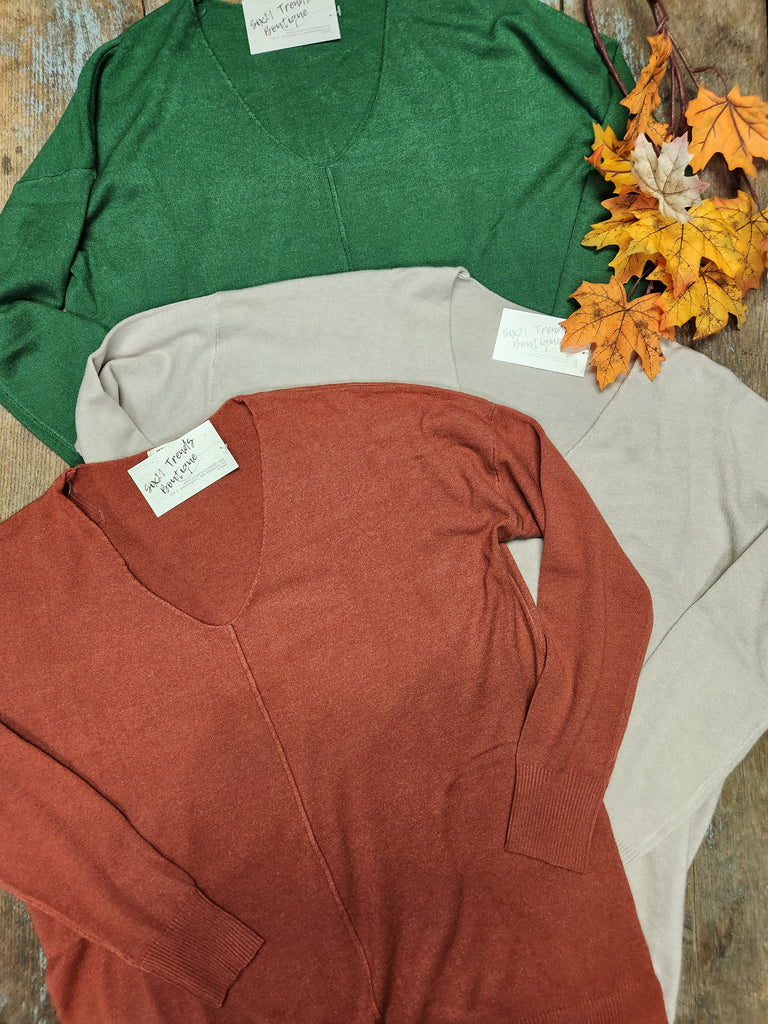 V-neck Front Seam Sweater (3 colors)