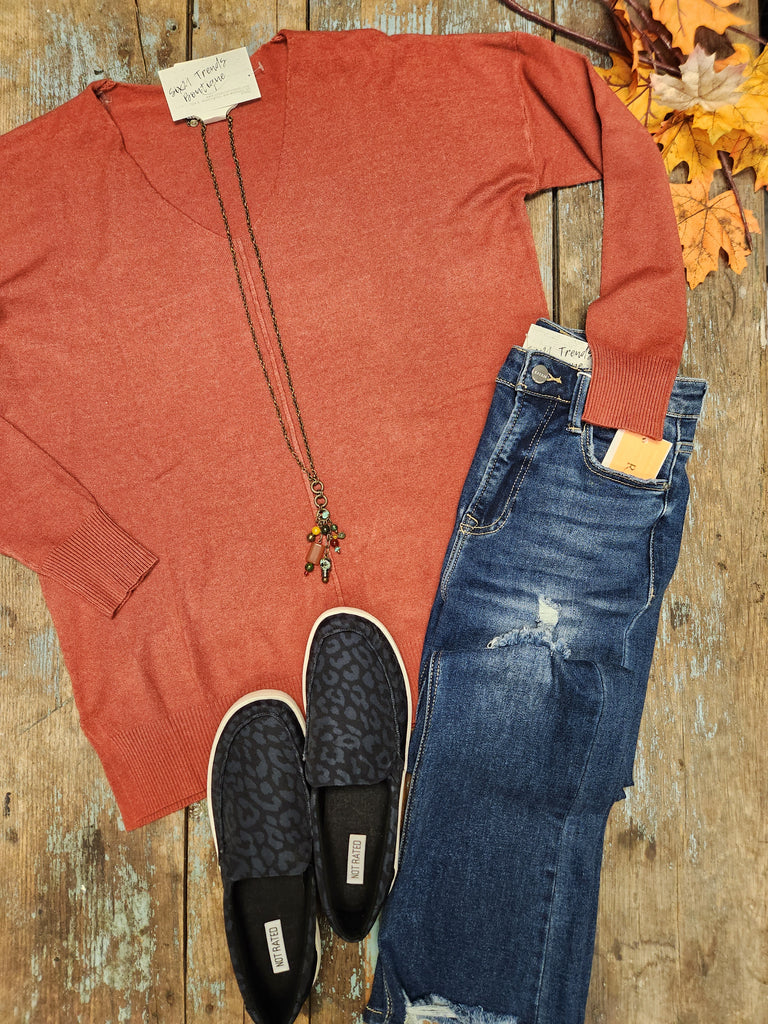 V-neck Front Seam Sweater (3 colors)