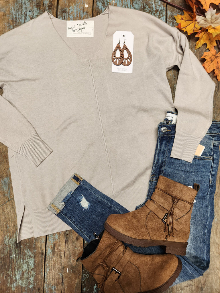V-neck Front Seam Sweater (3 colors)