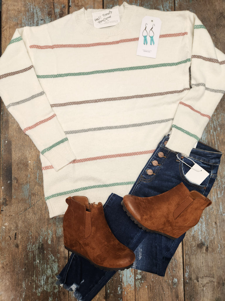 Mint/Mocha Multi Stitched Top