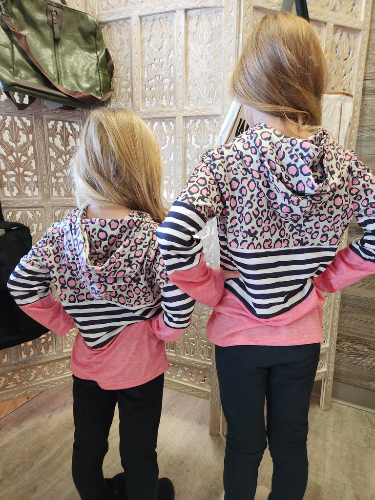 Kid's Pink Leopard Hoodie Shirt
