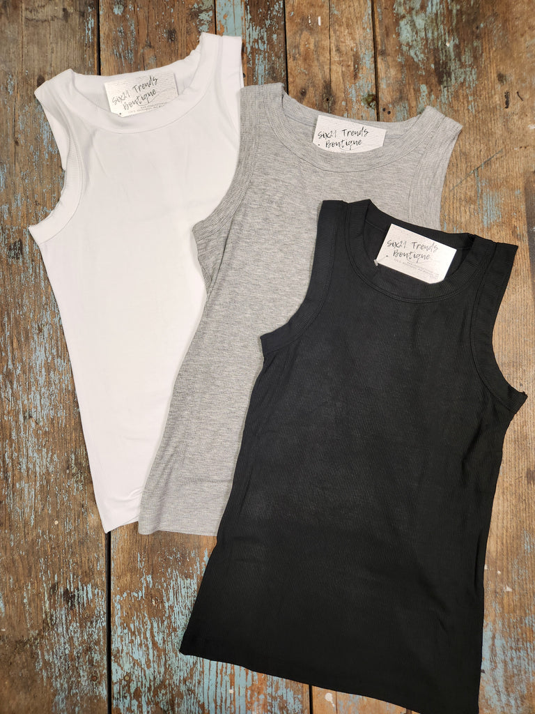 Ribbed round neck tank (3 colors)