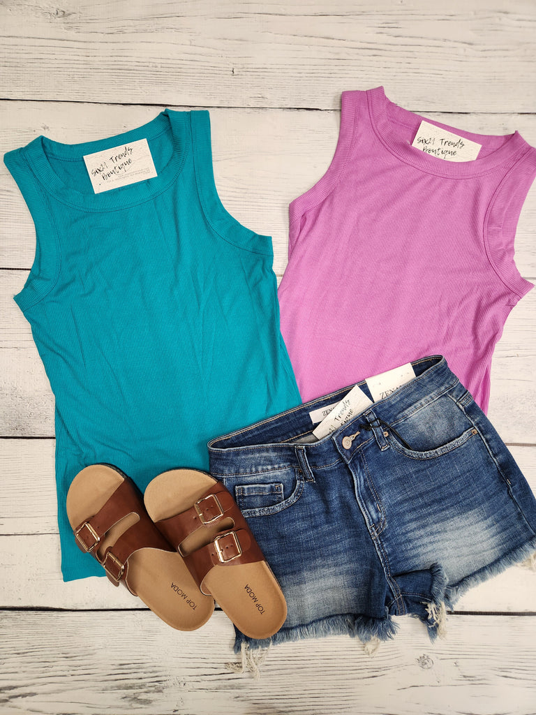 Ribbed round neck tank (2 NEW colors)
