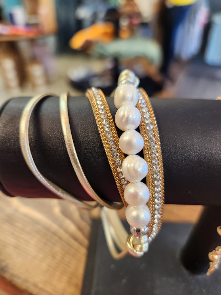 Pearl Wrap Crystal Bracelet