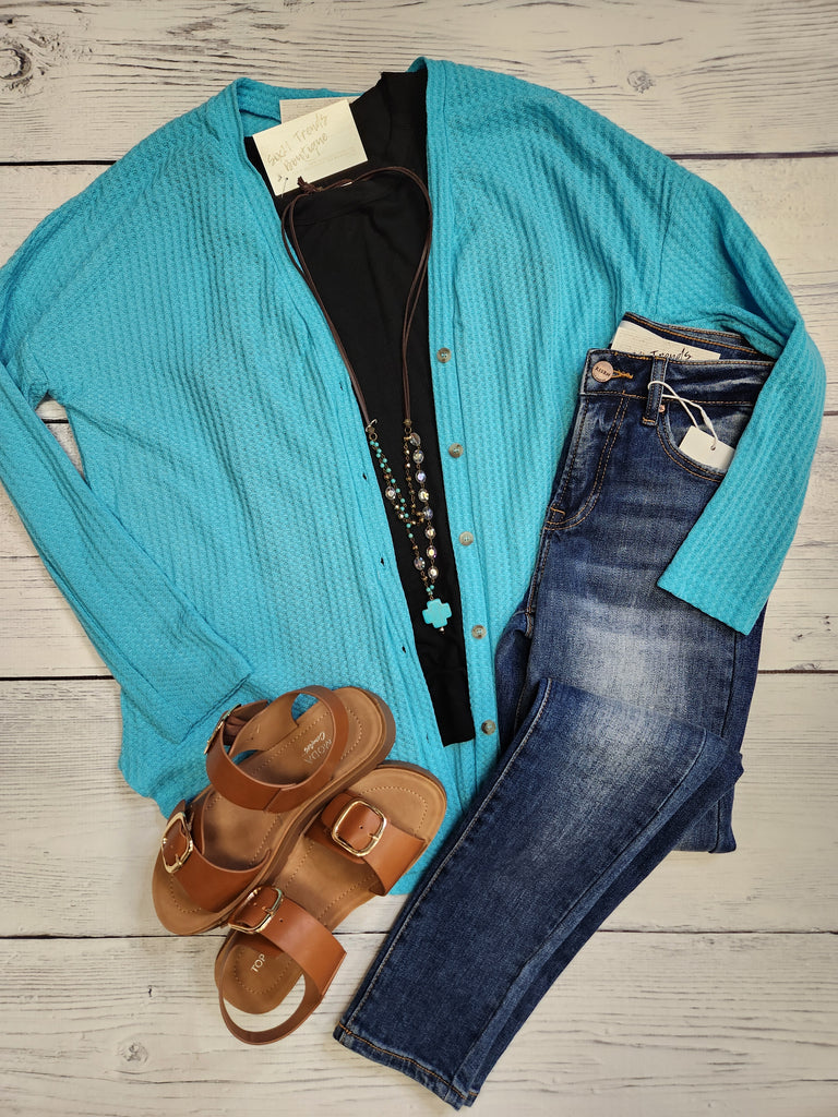 Waffle Button Down Cardigan