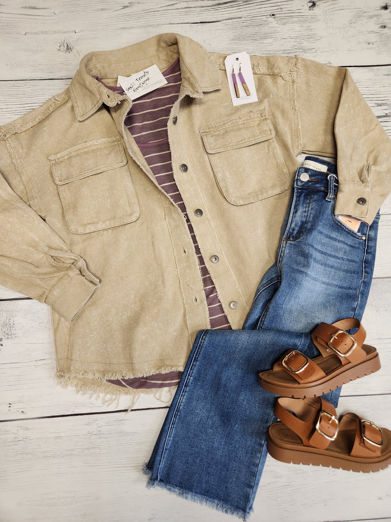 Beige Oversized Casual Jacket