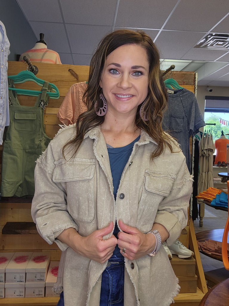 Beige Oversized Casual Jacket