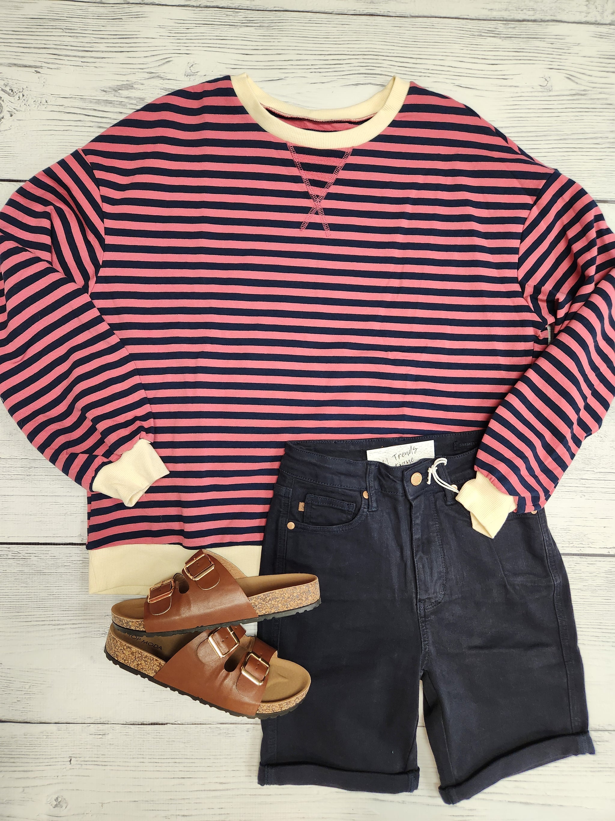 Stripe Oversized Pullover Sweatshirt (2 colors) – SIX21 Stripe Oversized Pullover Sweatshirt (2 colors) – SIX21