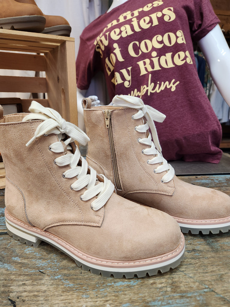 The Tatum Lace Up Combat Boot (Nude)