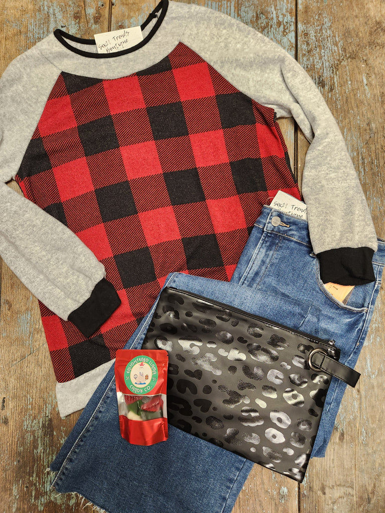 Curvy Red Plaid Mix Brushed