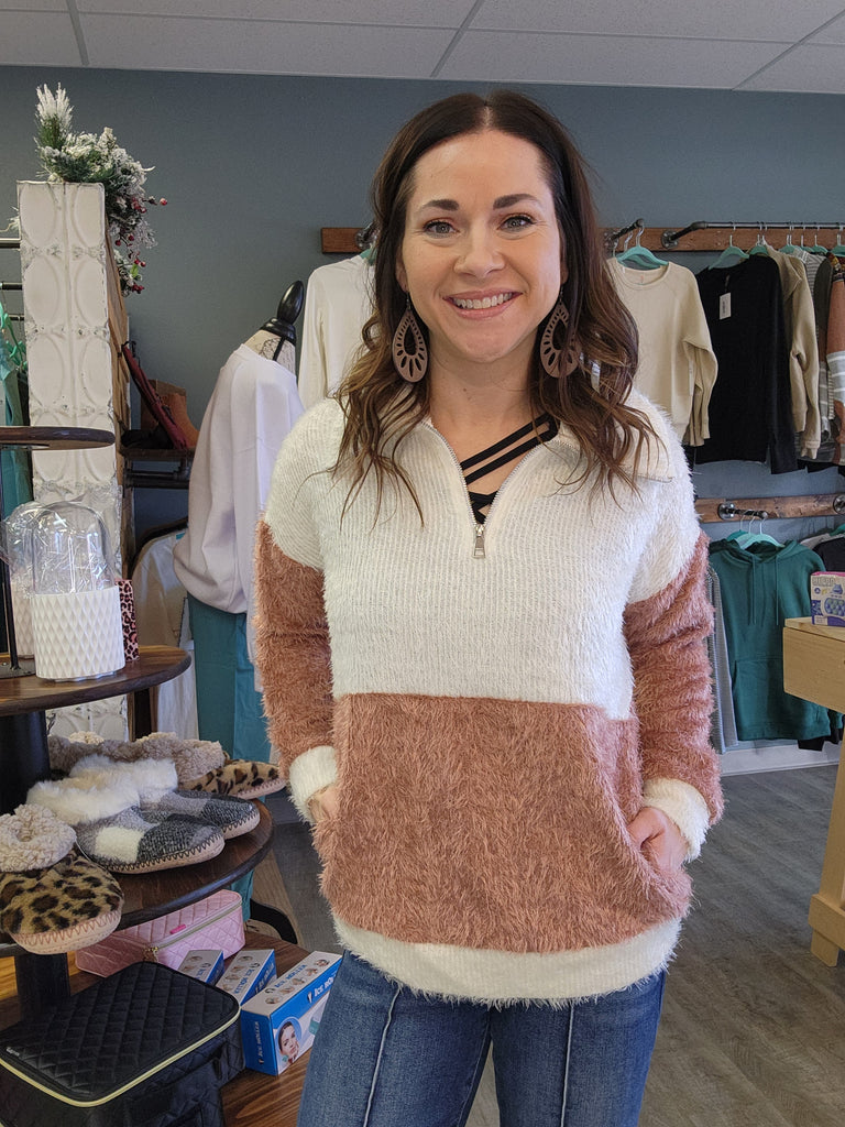 Mauve Eyelash Knit Pullover