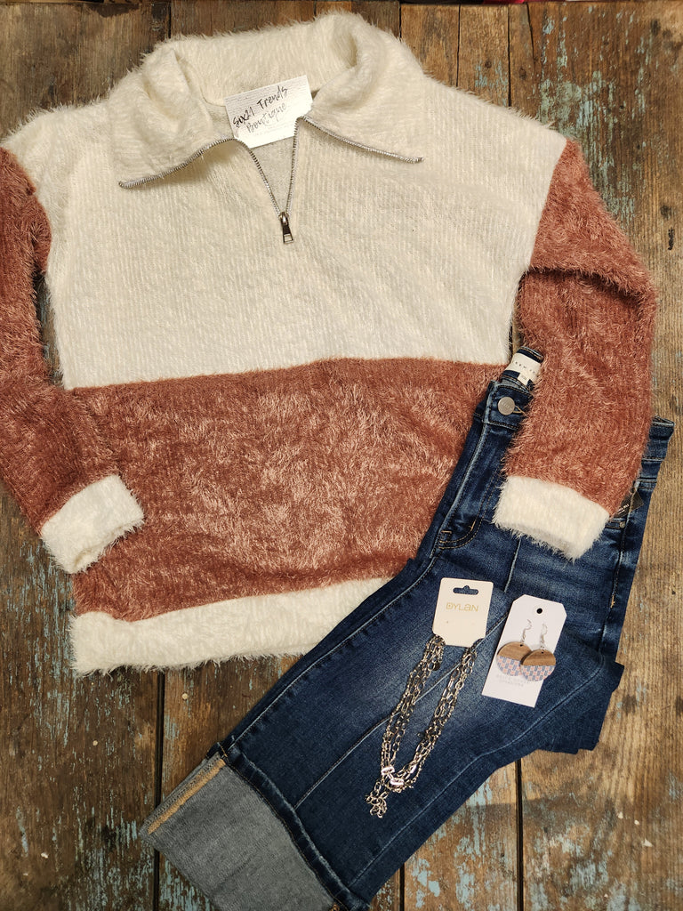 Mauve Eyelash Knit Pullover