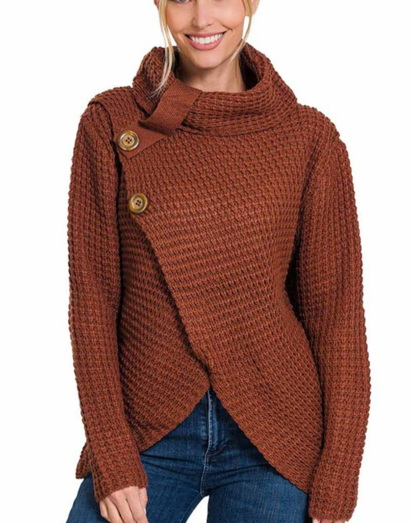 Rust Asymmetrical Hem Sweater