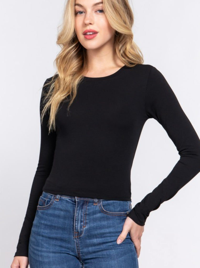 Black Long Sleeve Crew Neck