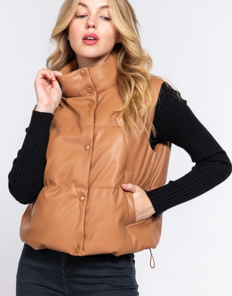 High Neck Quilted Puffer Vest (2 colors)