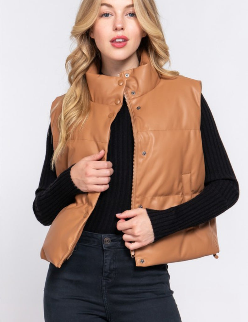 High Neck Quilted Puffer Vest (2 colors)