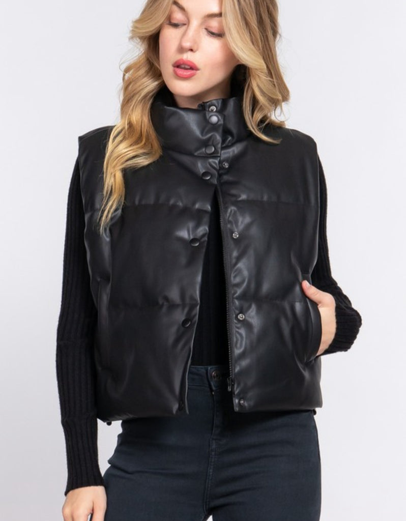 High Neck Quilted Puffer Vest (2 colors)