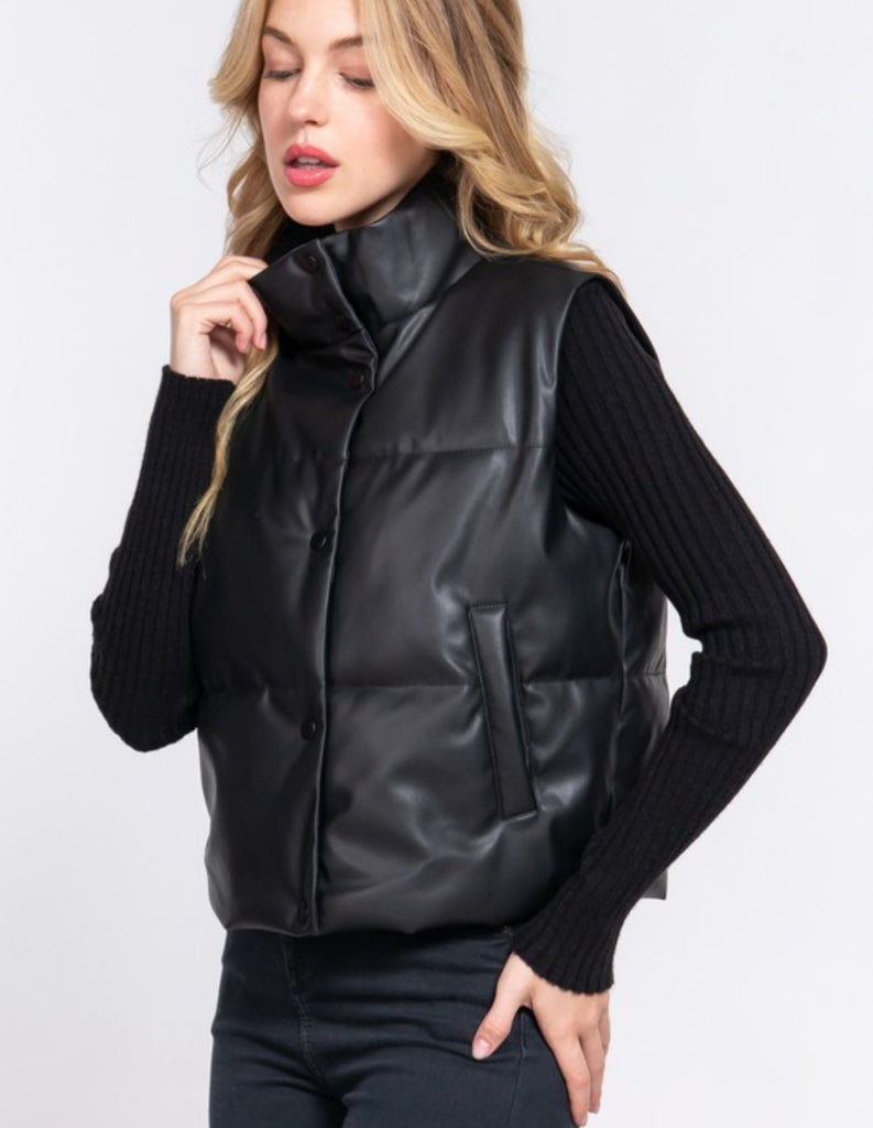 High Neck Quilted Puffer Vest (2 colors)