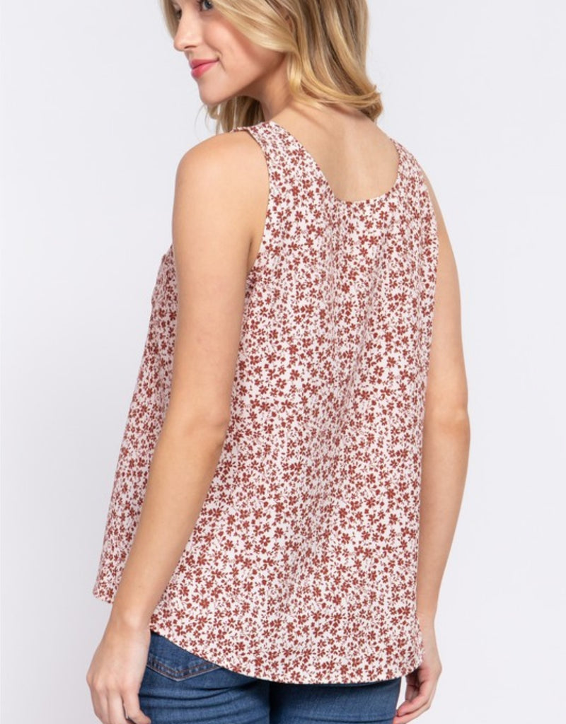 Ivory Cream/Rust Scoop Neck Tank