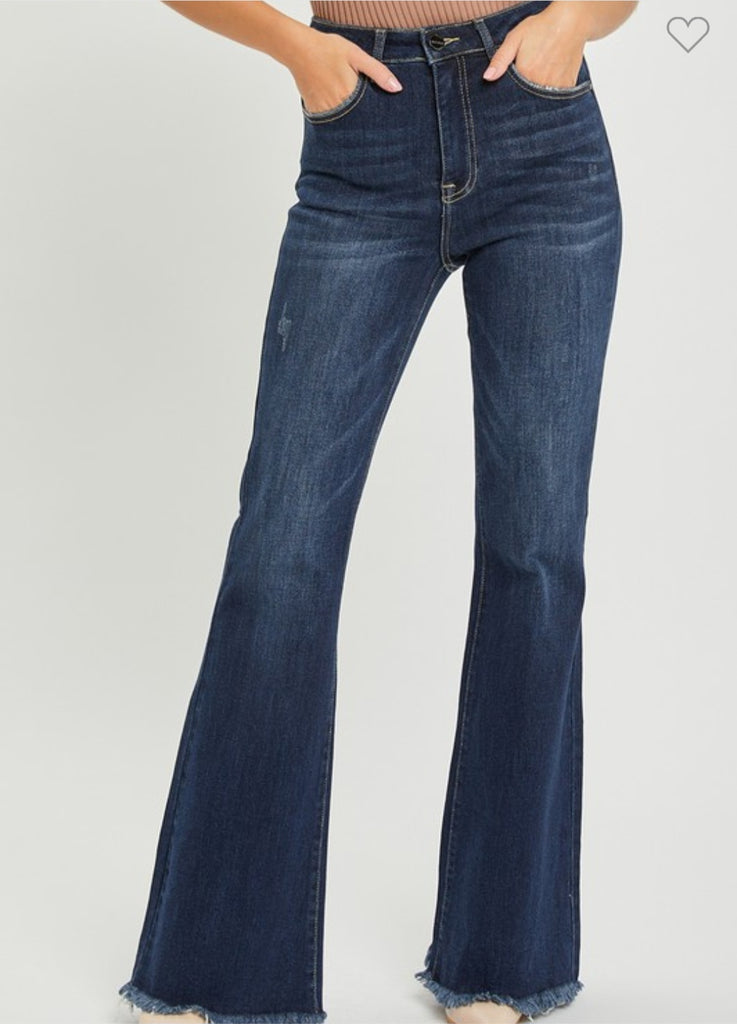 Risen High Rise Vintage Frayed Hem Jeans