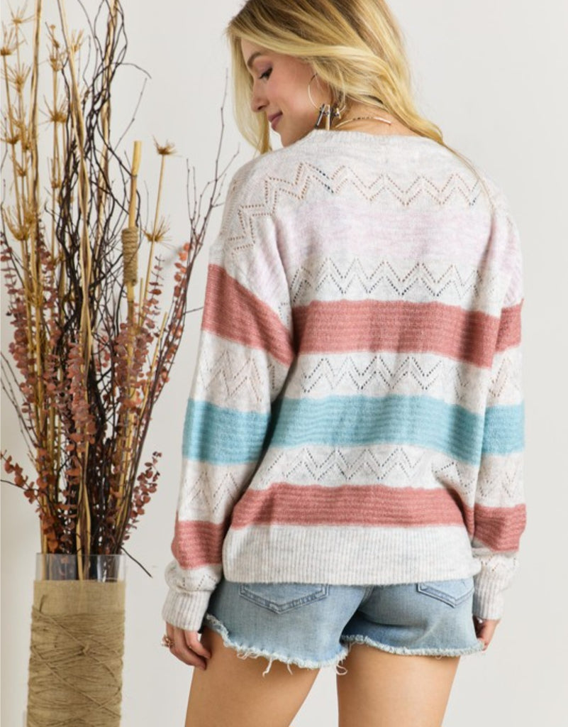 Oatmeal Multi-stripe Sweater