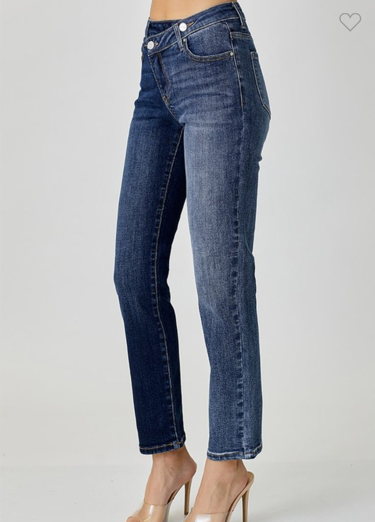 Risen Jeans Mid Rise Crossover Relaxed Skinny Jean
