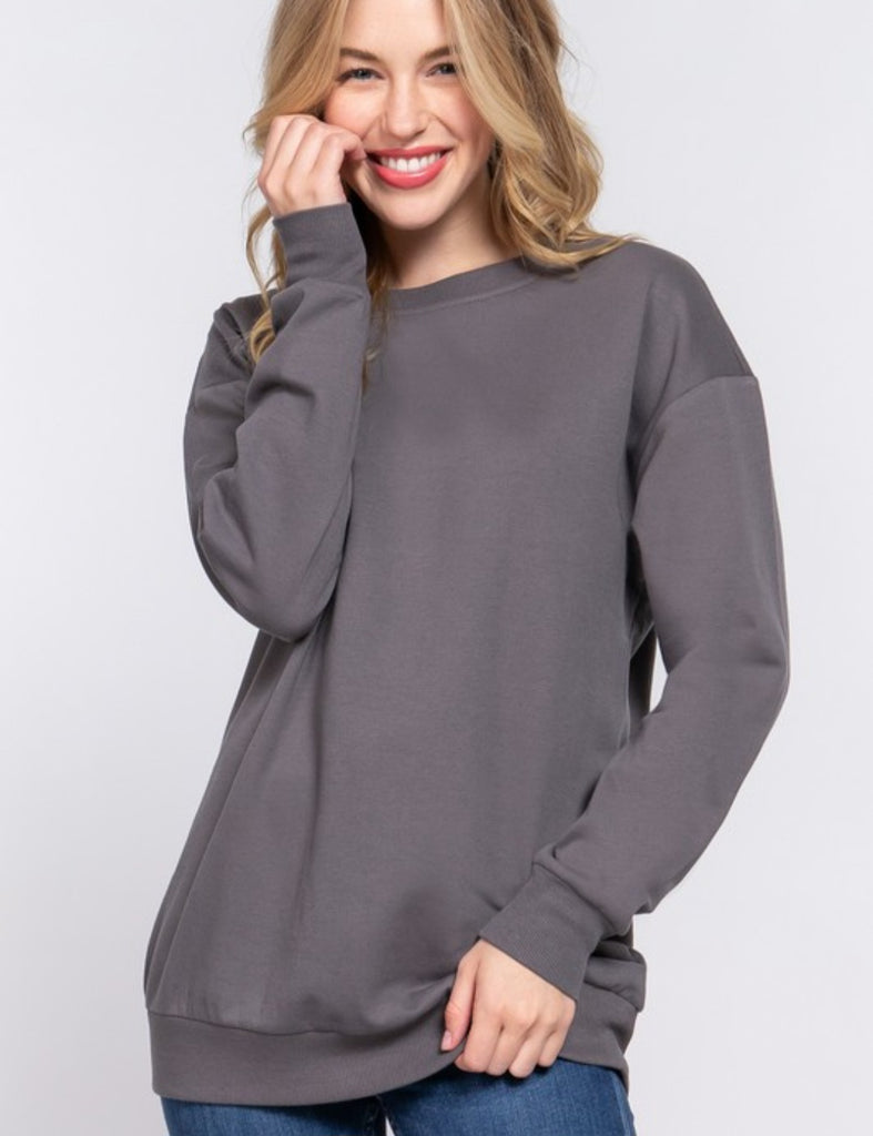 Long Sleeve French Terry Tunic Top (2 colors)