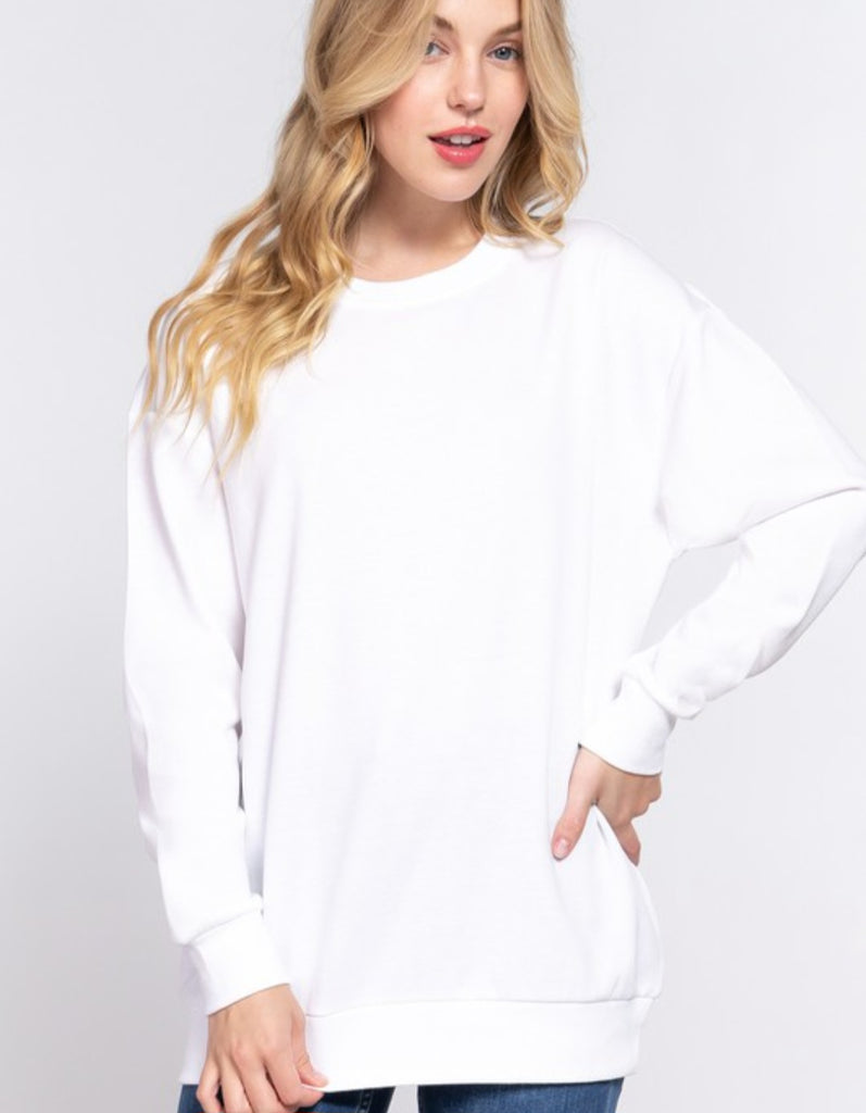 Long Sleeve French Terry Tunic Top (2 colors)