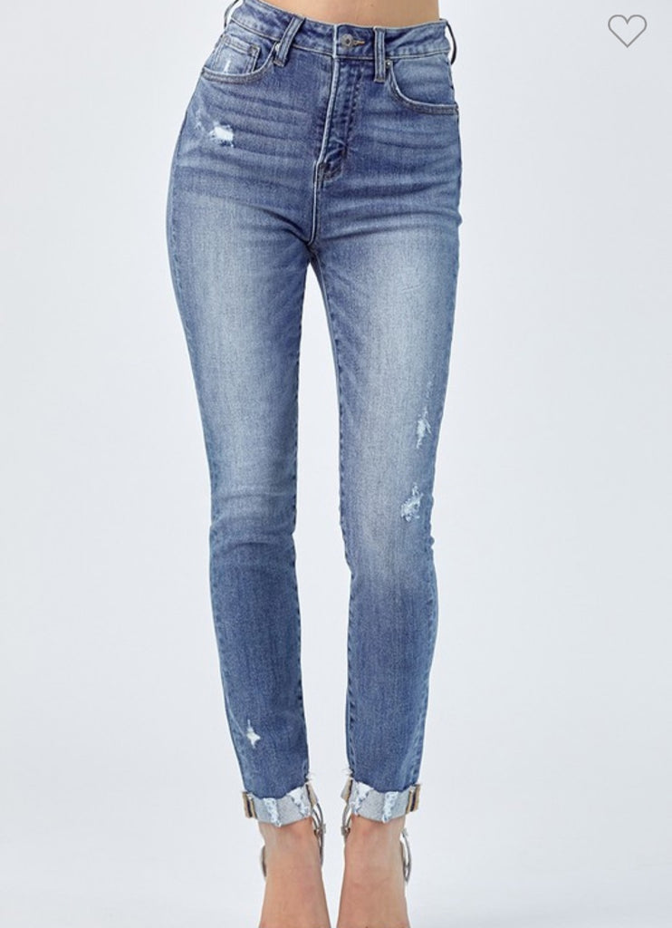 Risen High Rise Vintage Washed Skinny w/ cuff