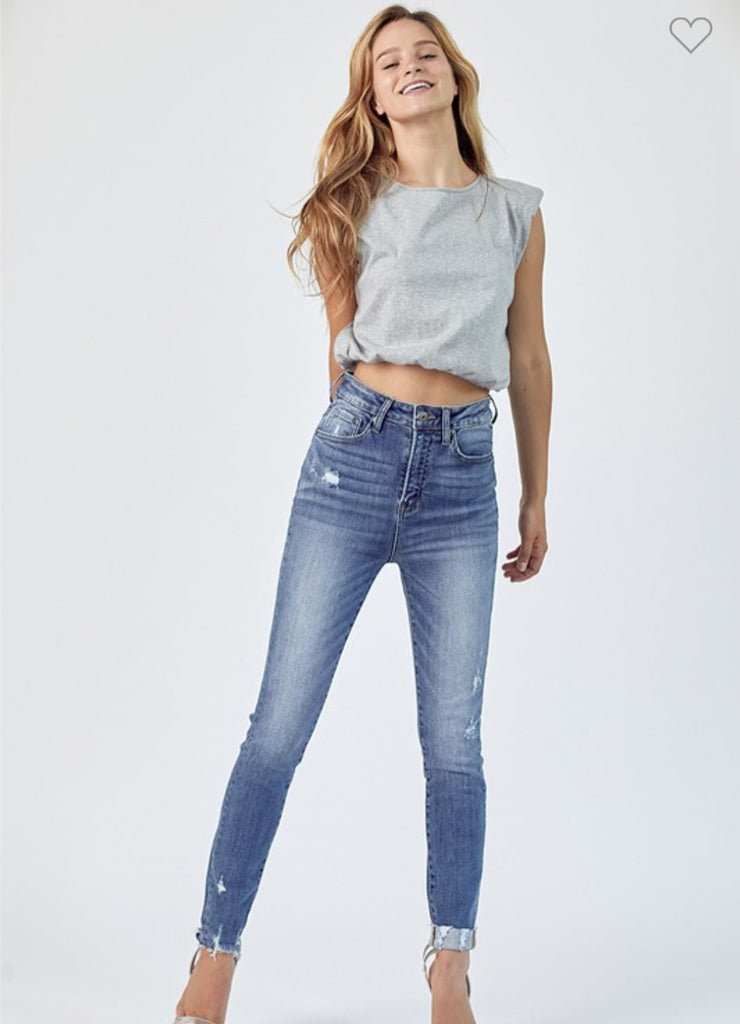 Risen High Rise Vintage Washed Skinny w/ cuff