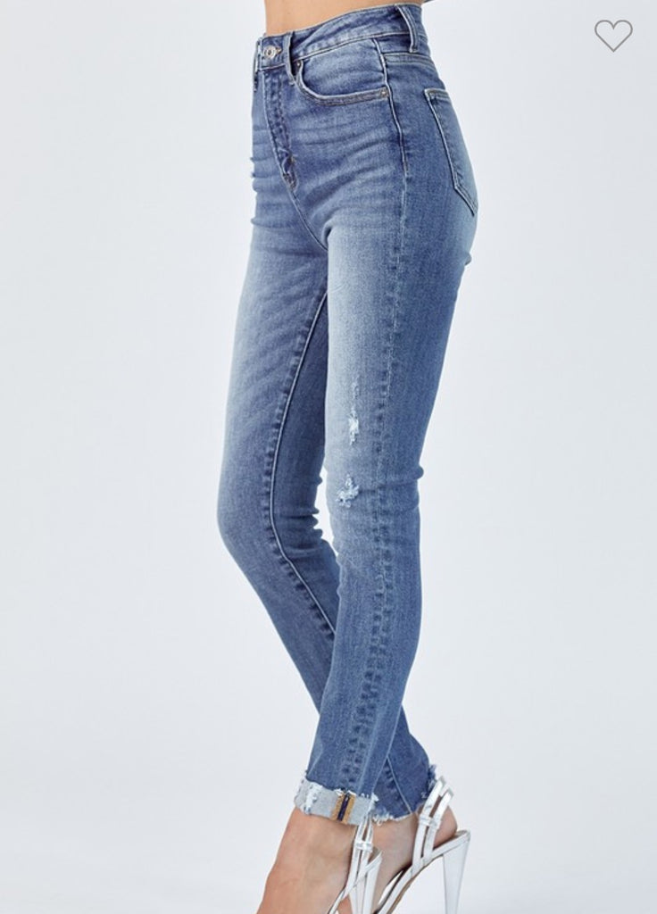 Risen High Rise Vintage Washed Skinny w/ cuff