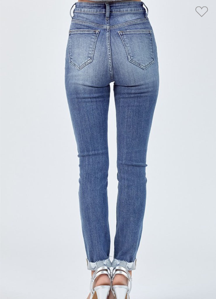 Risen High Rise Vintage Washed Skinny w/ cuff