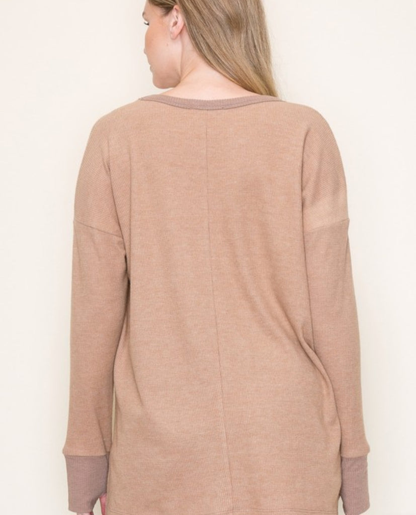 Waffle Brushed Pullover Knit