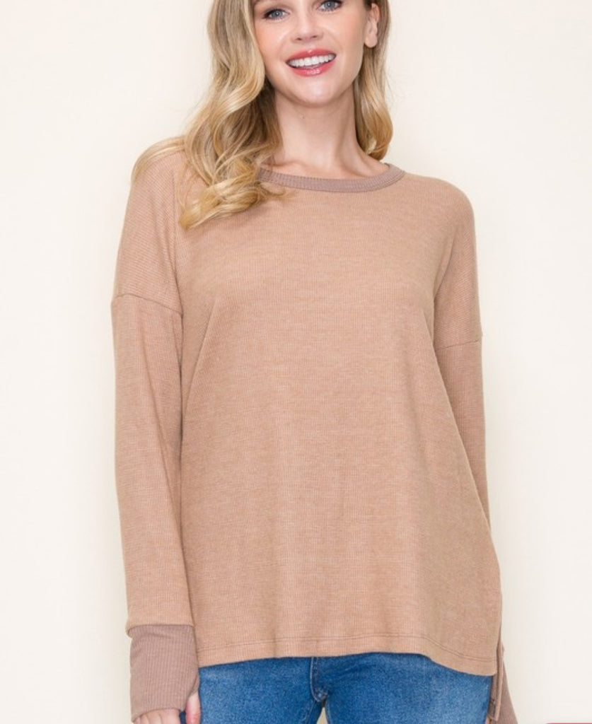 Waffle Brushed Pullover Knit