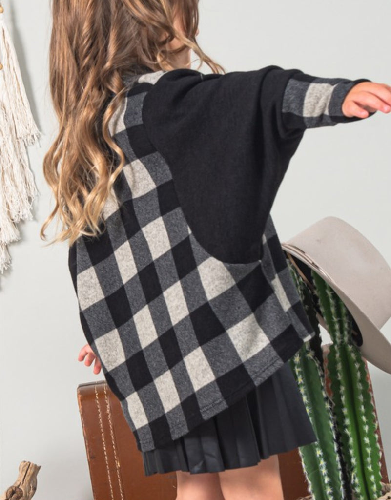 DOORBUSTER Kid's Batwing Sleeve Plaid Cardigan