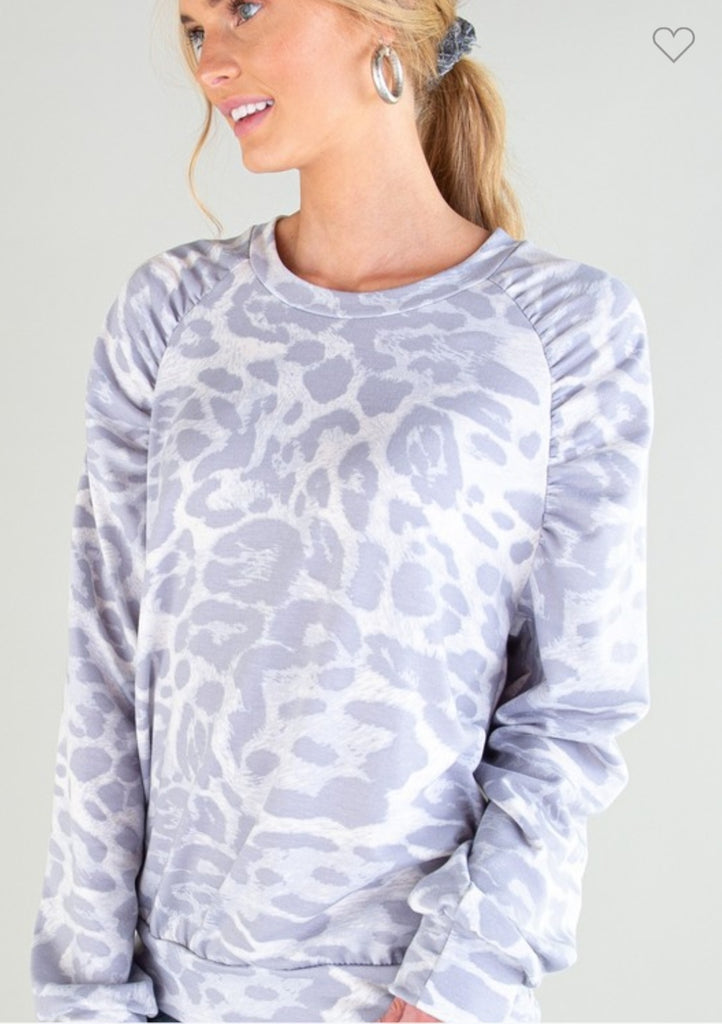 DOORBUSTER Ruched Sleeve Crew Neck Sweatshirt (2 colors)