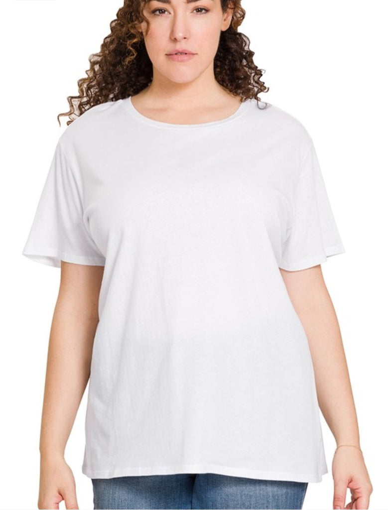 CURVY Round Neck Short Sleeve Tee (2 colors)