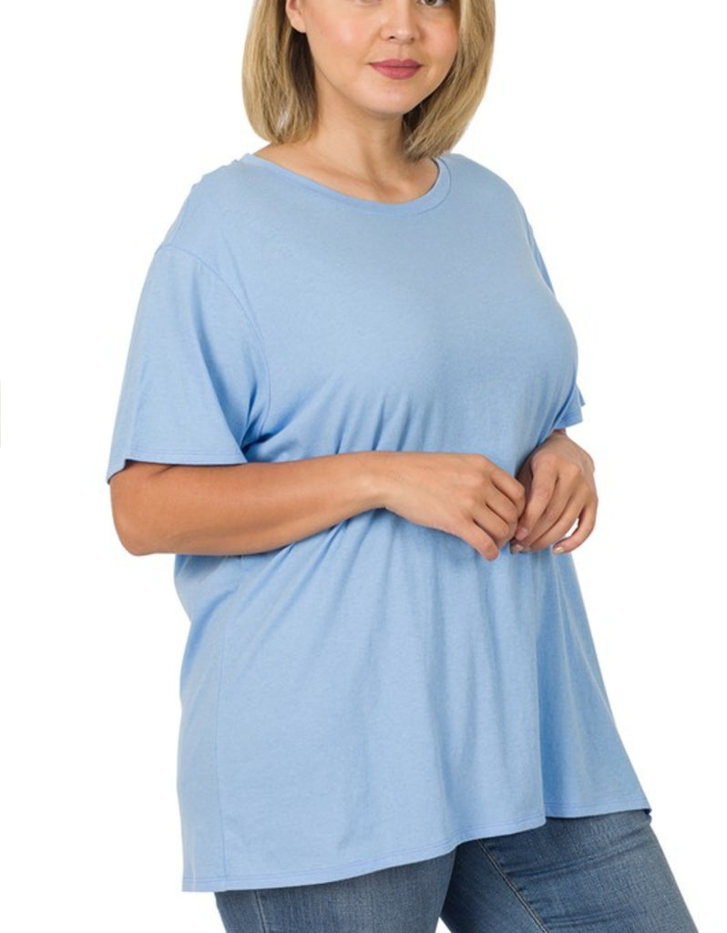 CURVY Round Neck Short Sleeve Tee (2 colors)