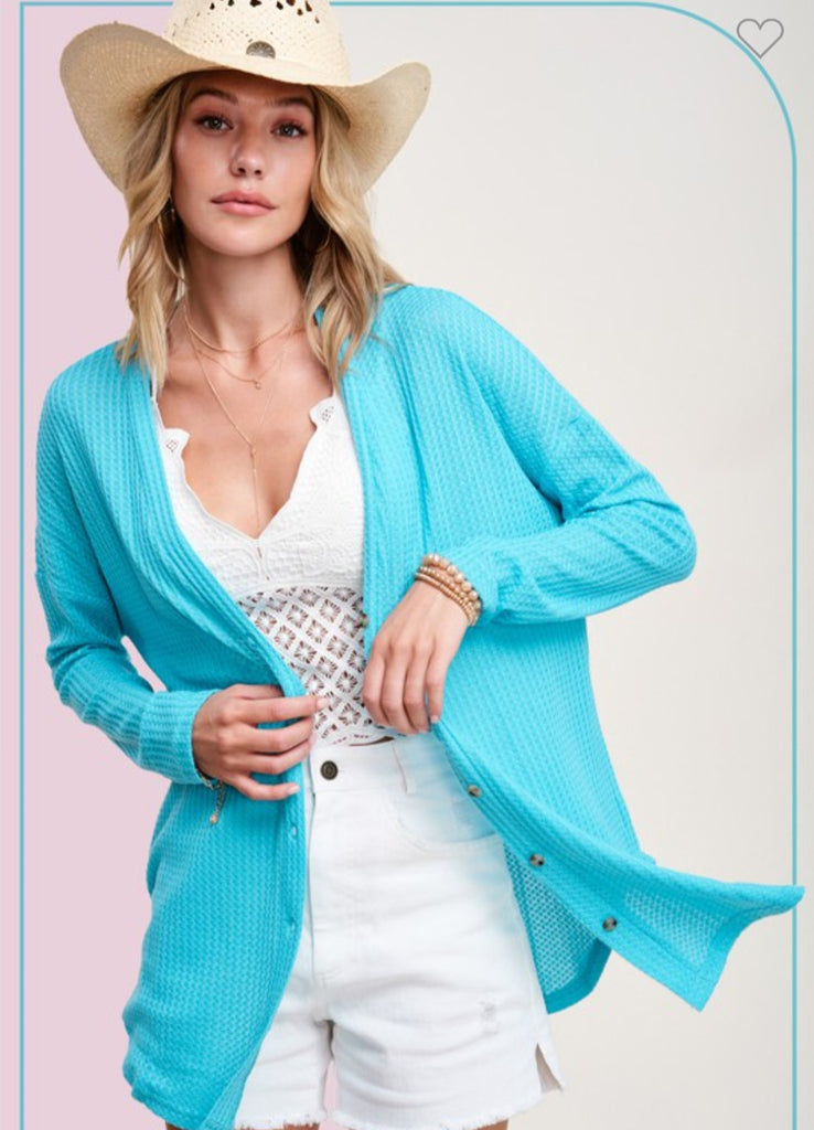 Waffle Button Down Cardigan