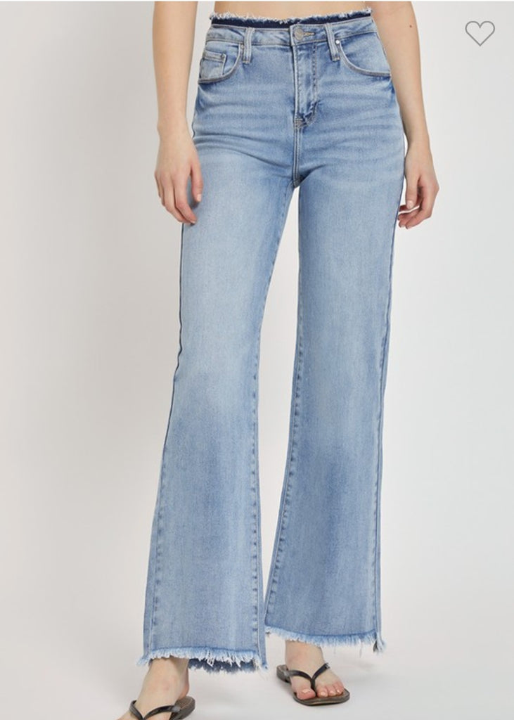 Risen High Rise Wide Leg Jeans