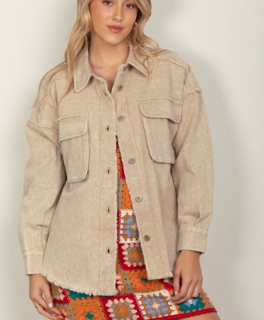 Beige Oversized Casual Jacket