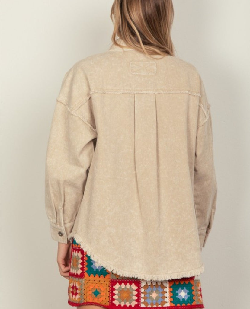 Beige Oversized Casual Jacket