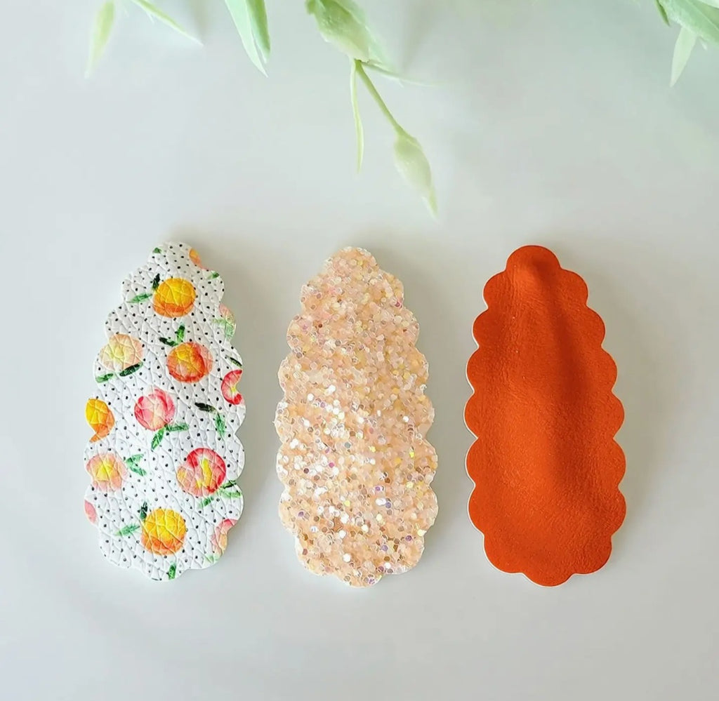 2.5" Scallop Oval Snap Clip 3pak-Oh So Peachy