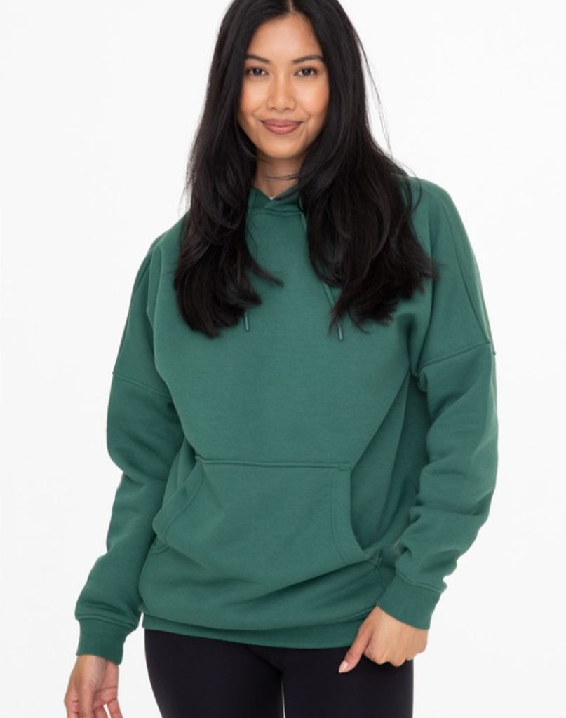 Hunter Green Longline Slim Fit Fleece Hoodie